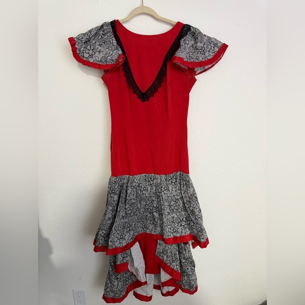 Anna Molinari  vintage 1940 Scarlet and Charcoal Maxi Dress